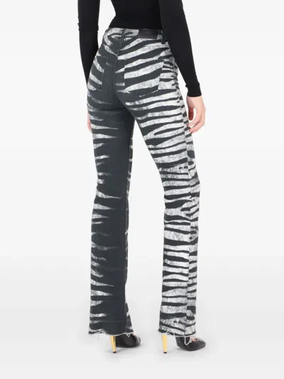 Roberto Cavalli Zebra-print Flared Jeans In Black