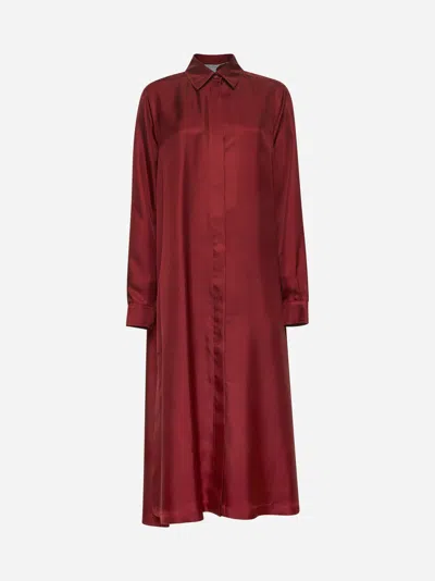 Max Mara Women Red Crusca Silk Shirt Dress