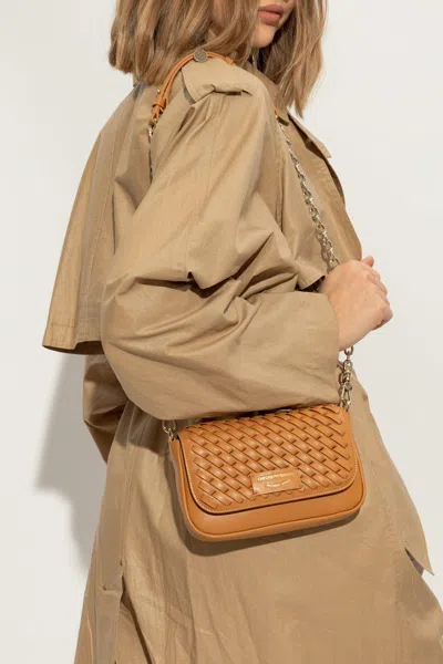 Emporio Armani Shoulder Bag With Decorative Weave In Brown