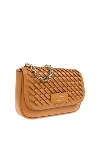 Emporio Armani Shoulder Bag With Decorative Weave In Brown