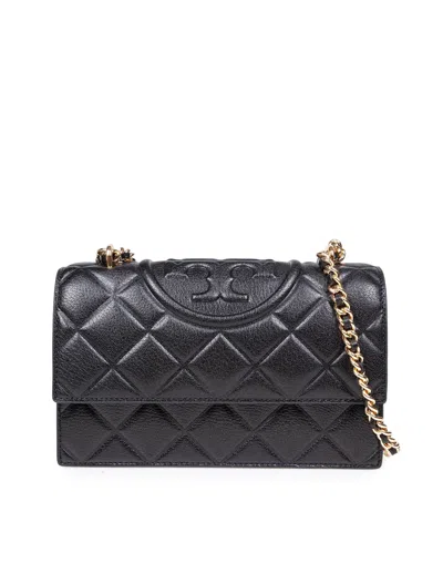 Tory Burch Fleming Small Leather Crossbody Bag In Black