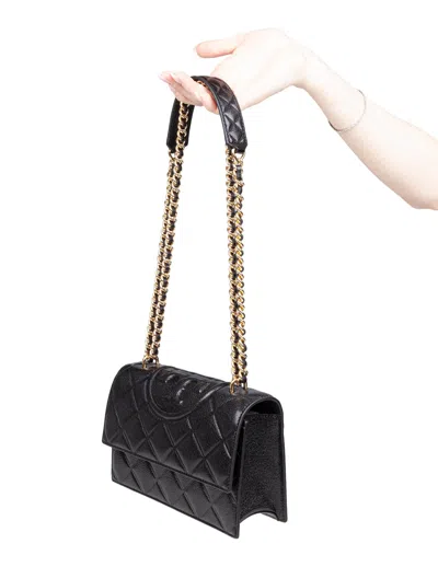 Tory Burch Fleming Small Leather Crossbody Bag In Black