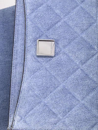 Tory Burch Fleming Small Convertible Denim Shoulder Bag In Medium Wash Denim