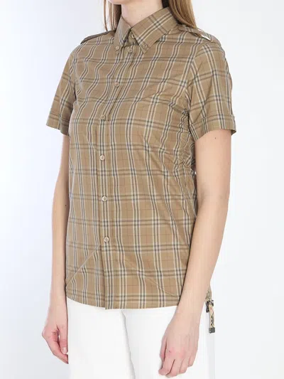 Burberry Women Embroidered Poplin Shirt In Brown