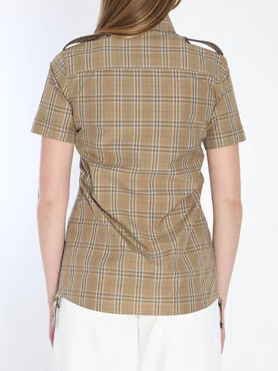 Burberry Women Embroidered Poplin Shirt In Brown
