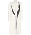 Alexander Mcqueen Asymmetric-lapel One-button Long Coat, Silk White/black In Silk White Llack