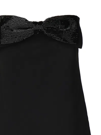 Self-portrait Strapless Mini Dress With Bow In Black