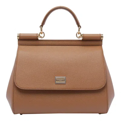 Dolce & Gabbana Sicily Tote Bag In Brown