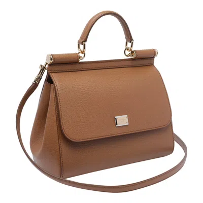 Dolce & Gabbana Sicily Tote Bag In Brown