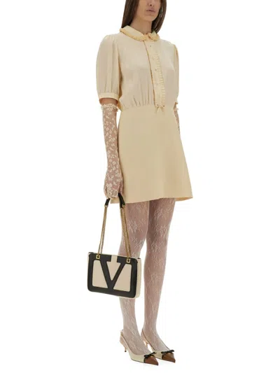 Valentino Crepe Couture Short Dress In Neutral