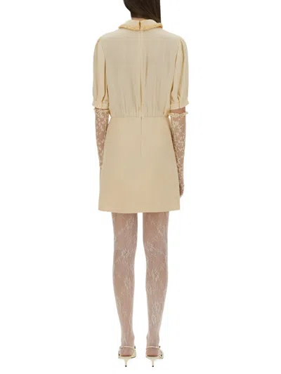 Valentino Crepe Couture Short Dress In Neutral