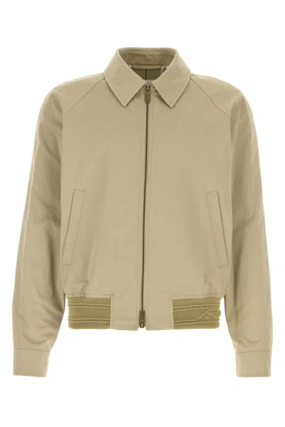 Burberry Cotton Jacket With Collar And Pockets In Skylark