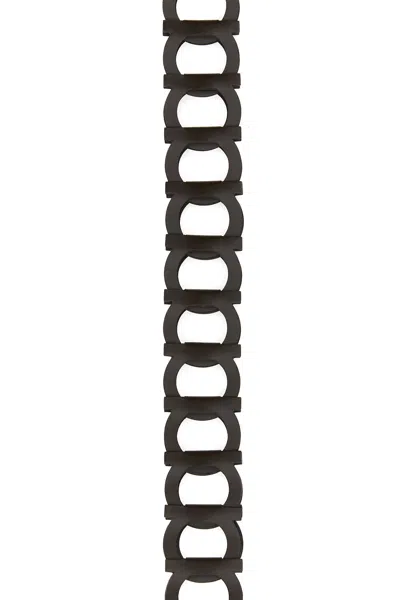 Ferragamo Leather Belt Adjustable Interlocking Design In Black