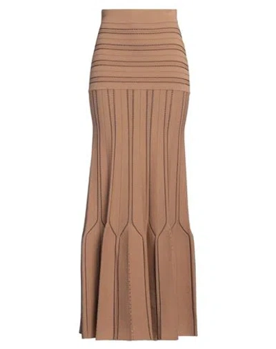 Elisabetta Franchi Woman Maxi Skirt Camel Size 6 Viscose, Polypropylene, Polyester In Beige