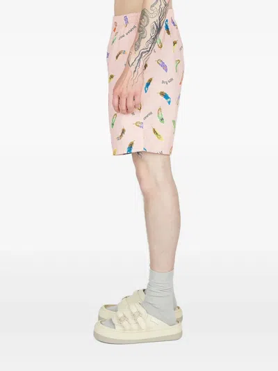 Human Made Feather Print Shorts In Pink