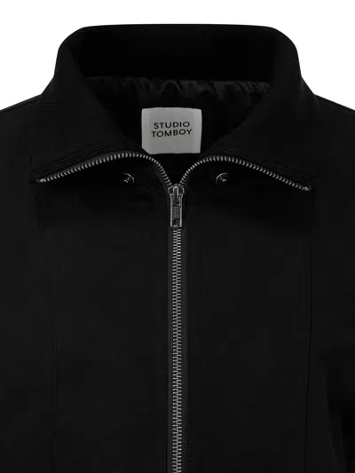 Studio Tomboy Zip-front Bomber Jacket In Black