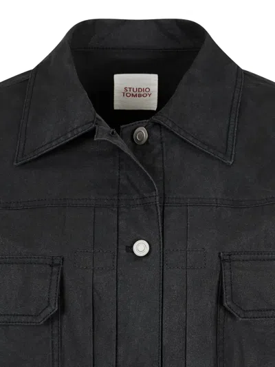 Studio Tomboy Button-front Utility Jacket In Black