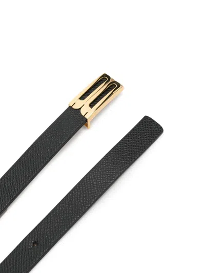 Victoria Beckham Leather Belt Adjustable Gold-tone Buckle In Black