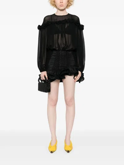 Ulla Johnson Peggy Silk Georgette Blouse In Noir In Black