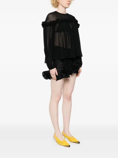 Ulla Johnson Peggy Silk Georgette Blouse In Noir In Black