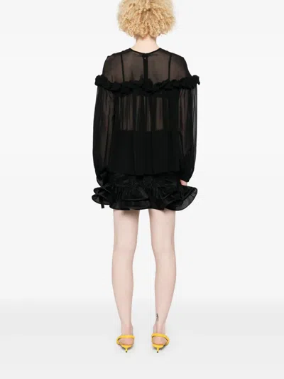 Ulla Johnson Peggy Silk Georgette Blouse In Noir In Black