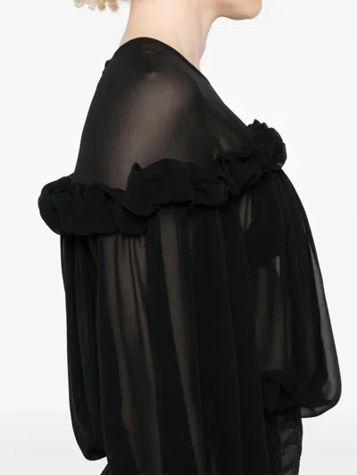 Ulla Johnson Peggy Silk Georgette Blouse In Noir In Black
