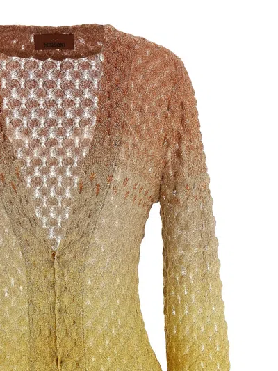 Missoni Longline Textured Knit Cardigan With Gradient Pattern In Yellow