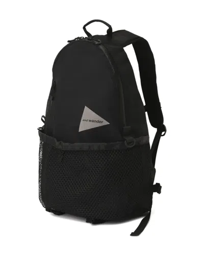 And Wander Cotton Blend Backpack With Mesh Pocket In Black