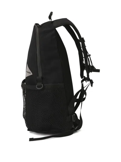 And Wander Cotton Blend Backpack With Mesh Pocket In Black