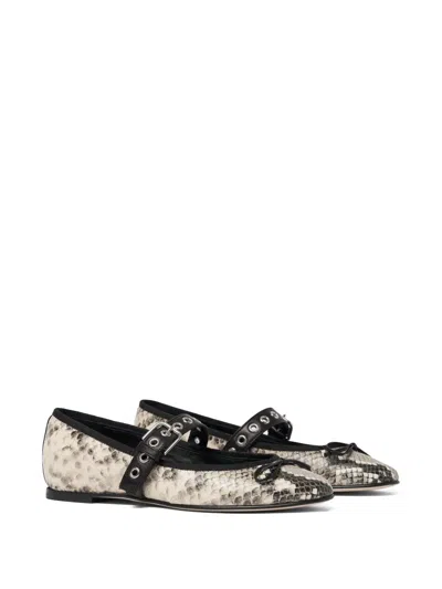 Scarosso Astrid Python Printed Flat Shoes In Grey