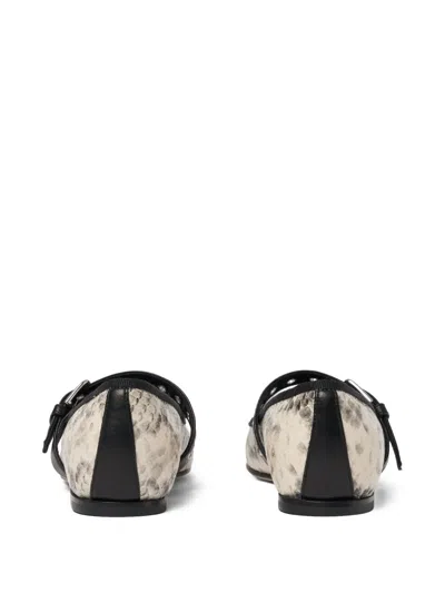 Scarosso Astrid Python Printed Flat Shoes In Grey