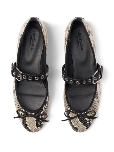 Scarosso Astrid Python Printed Flat Shoes In Grey