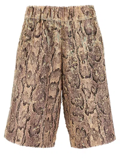 Dries Van Noten Bermuda Shorts With Animal Print And Elastic Waistband