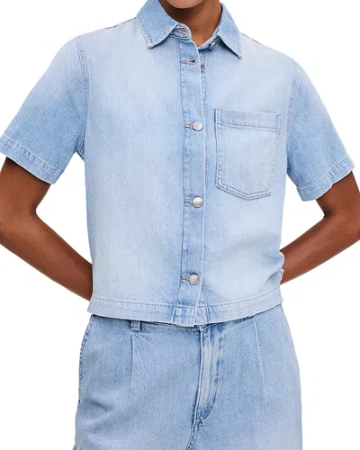 Dl1961 Montauk Crop Denim Button-up Shirt In Beachfront Dl Aura