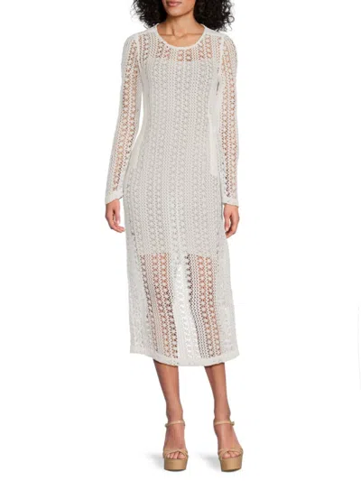 Walter Baker Ira Long Sleeve Open Stitched Dress In White
