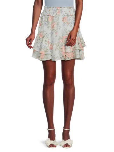 Walter Baker Cora Tiered Miniskirt In Sky Rose