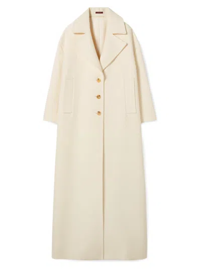 Gucci Women Wool And Silk Crepe Coat With All-over Gg Motif In Neutral