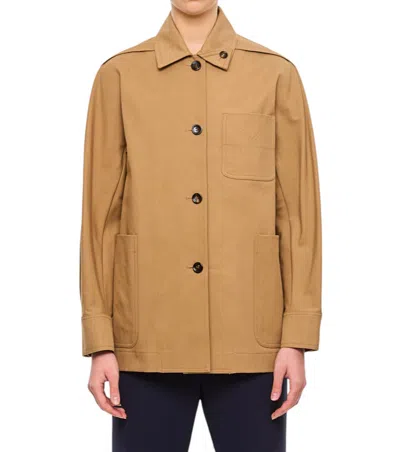 Max Mara Cotton Jacket With Buttoned Cuffs And Collar In Beige