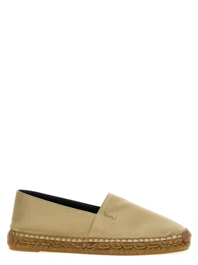 Saint Laurent Cotton Ysl Slip-on Espadrilles In Beige