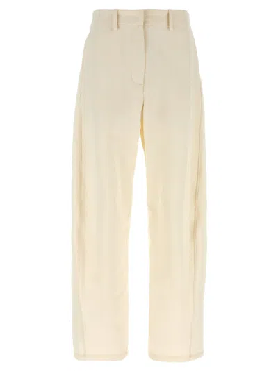 Magda Butrym Pleated Trousers With Belt Loops And Back Pocket In Neutral