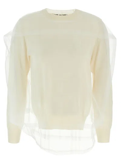 Comme Des Garçons Sheer Overlay Mesh Pullover In White