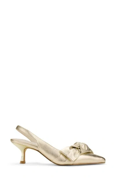 Yosi Samra Kaleigh Bow Slingback Pointed Toe Kitten Heel Pump In Gold