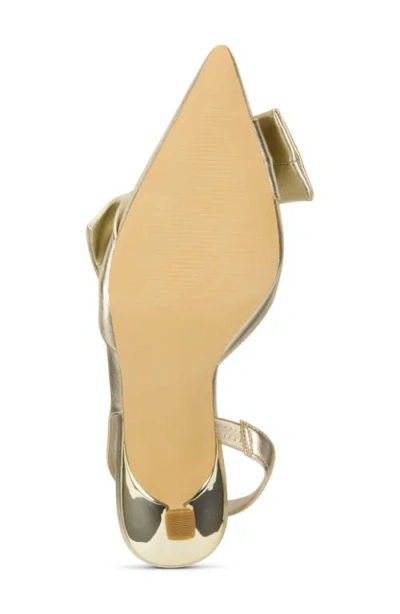 Yosi Samra Kaleigh Bow Slingback Pointed Toe Kitten Heel Pump In Gold