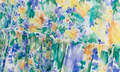 Pietro Brunelli Maternity Floral Smocked Off The Shoulder Maternity Dress In Green