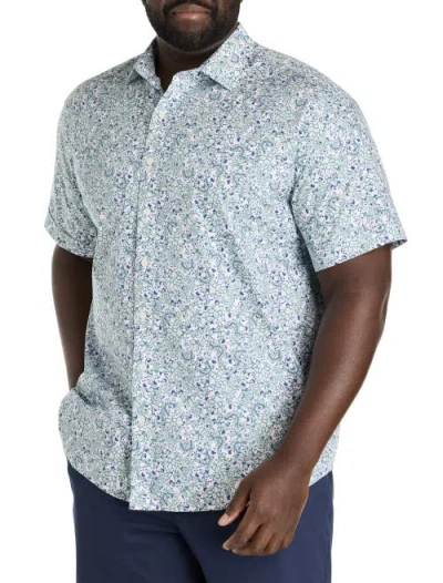 Synrgy By Dxl Big & Tall Floral Print Sport Shirt In Green White