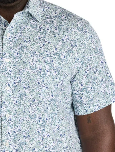 Synrgy By Dxl Big & Tall Floral Print Sport Shirt In Green White