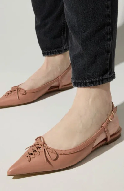 Yosi Samra Vanessa Slingback Pointed Toe Flat In Dusty Rose