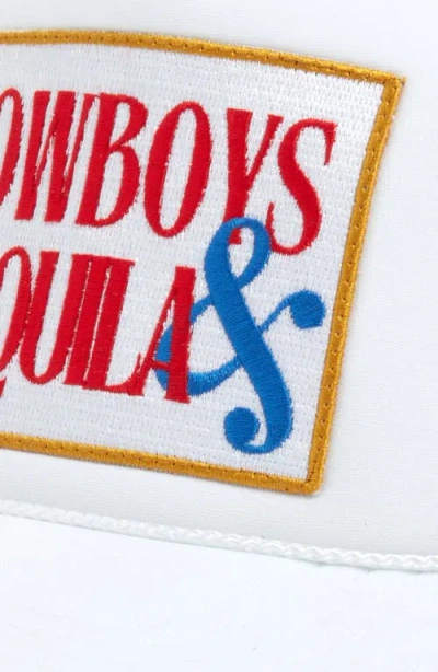 Friday Feelin ' Cowboys & Tequila Patch Trucker Hat In White
