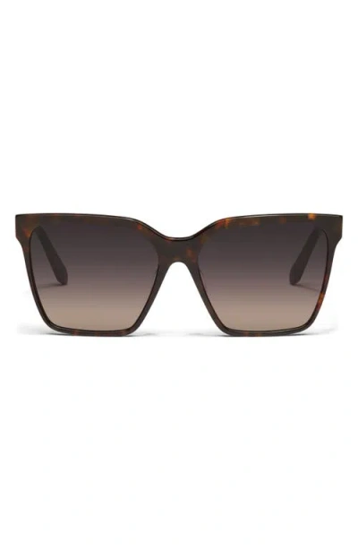 Quay Level Up Remixed 52mm Gradient Square Sunglasses In Neutral Tort/smoke Taupe