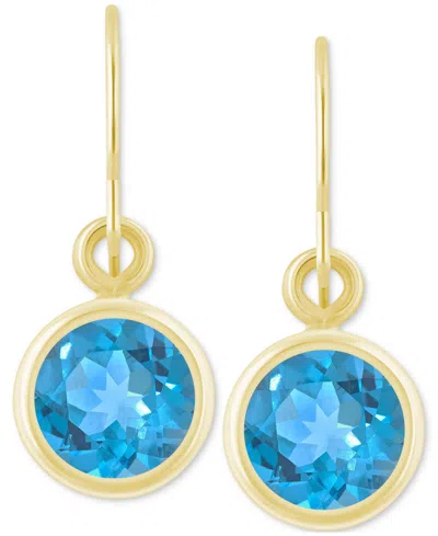 Macy's Created Sapphire Oval Stud Earrings (1-1/2 Ct. T.w.) In 10k Yellow Gold (also In Additional Gemstone In Blue Topaz,gold